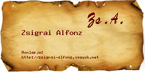Zsigrai Alfonz névjegykártya